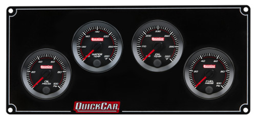 Gauge Panel Assembly - Redline - Oil Pressure / Water Temperature / Oil Temperature / Fuel Pressure - 0-100 psi Fuel Pressure - Black Face - Aluminum - Black - Kit