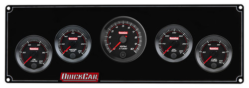 Gauge Panel Assembly - Redline - Oil Pressure / Water Temperature / Oil Temperature / Fuel Pressure / Tachometer - 0-100 psi Fuel Pressure - Black Face - Aluminum - Black - Kit