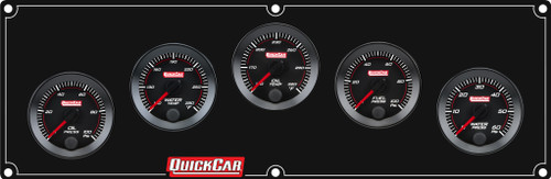 Gauge Panel Assembly - Redline - Oil Pressure / Water Temperature / Oil Temperature / Fuel Pressure / Water Pressure - 0-100 psi Fuel Pressure - Black Face - Aluminum - Black - Kit