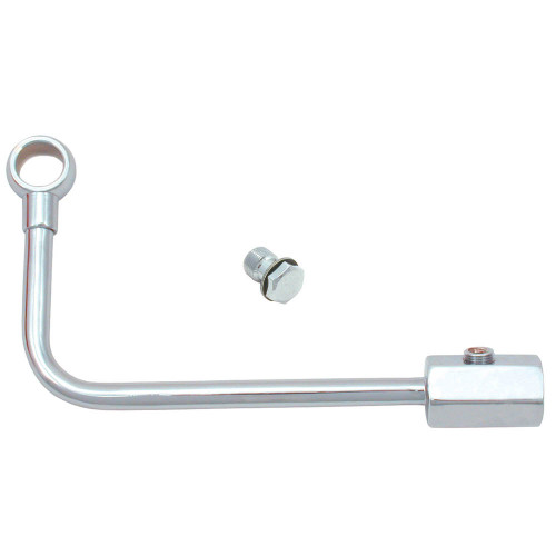 Carburetor Fuel Line - 3/8 in NPT Female Inlet - 5/8-20 in Dual Outlets - 1/8 in NPT Gauge Port - Steel - Chrome - Holley Single Feed Carburetors - Kit