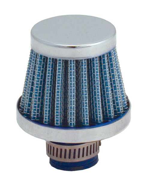 Breather - Clamp-On - Round - 3/8-1/2 in OD Tubes - Reusable - Steel - Chrome / Blue - Each