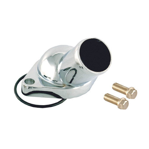 Water Neck - 45 Degree - 1-1/2 in ID Hose - O-Ring - Hardware Included - Aluminum - Chrome - Chevy V8 - Each