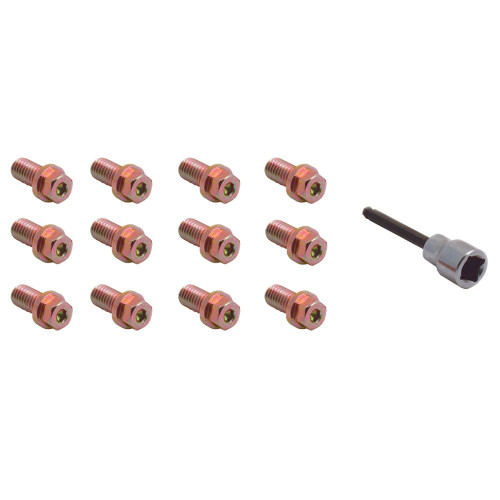 Header Bolt - 3/8-16 in Thread - 0.75 in Long - Hex / Allen Head - Steel - Cadmium - Universal - Set of 12 Header Bolt - 3/8-16 in Thread - 0.75 in Long - Hex / Allen Head - Steel - Cadmium - Universal - Set of 12