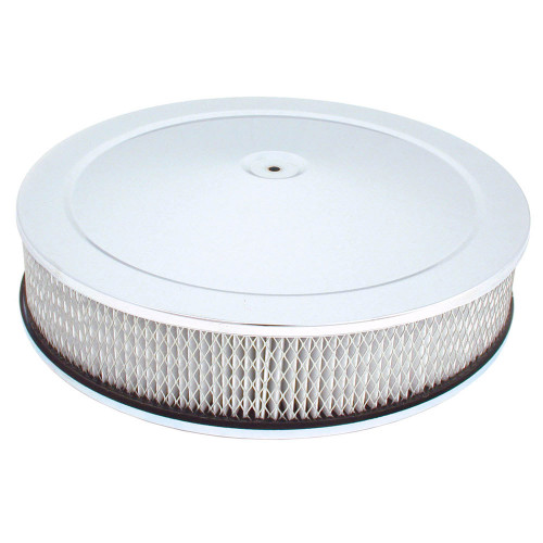 Air Cleaner Assembly - 14 in Round - 3 in Element - 5-1/8 in Carb Flange - Dropped Base - Steel - Chrome - Kit