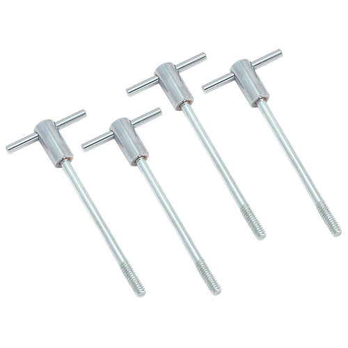 Valve Cover Fastener - Stud - 1/4-20 in Thread - 0.875 in Long - 3-1/4 in Tall T-Bar Wing Nuts - Steel - Chrome - Set of 4