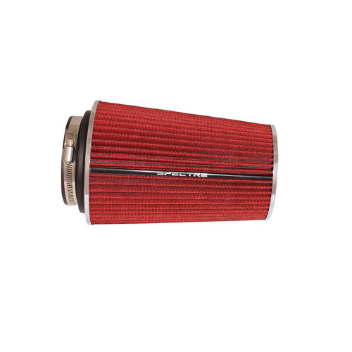 Air Filter Element - Clamp-On - Conical - 6 in Base - 4.75 in Top Diameter - 8.75 in Tall - 3 to 4 in Flange - Reusable Cotton - Red - Universal - Each