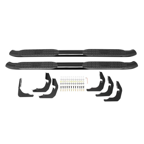 Step Bars - Pro Traxx - Oval - 4 in OD - Mount Kit Included - Steel - Black Powder Coat - Super Crew - Ford Fullsize Truck 2015 - Kit Step Bars - Pro Traxx - Oval - 4 in OD - Mount Kit Included - Steel - Black Powder Coat - Super Crew - Ford Fullsize Truck 2015 - Kit