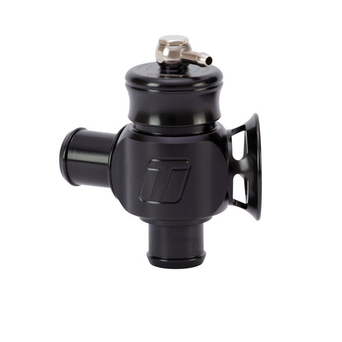 Blow-Off Valve - Kompact Dual Port - 25 mm Inlet - 25 mm Outlet - Trumpet / Whistling Included - Aluminum - Black Anodized - Universal - Each