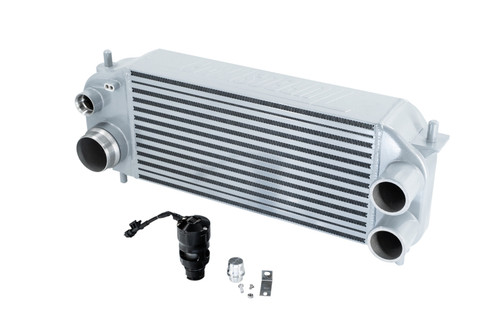 Intercooler - Horizontal Flow - 19.5 x 9.5 x 4.5 in Tall Core - 2.75 in Inlets - 3 in Outlet - VTA Blow Off Valve - Aluminum - Silver Powder Coat - Each