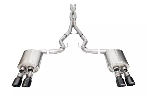 Exhaust System - Xtreme - Cat-Back - 3 in Diameter - Dual Rear Exit - 4 in Black Polished Tips - Stainless - Natural - Ford Coyote - Ford Mustang 2024 - Kit Exhaust System - Xtreme - Cat-Back - 3 in Diameter - Dual Rear Exit - 4 in Black Polished Tips - Stainless - Natural - Ford Coyote - Ford Mustang 2024 - Kit
