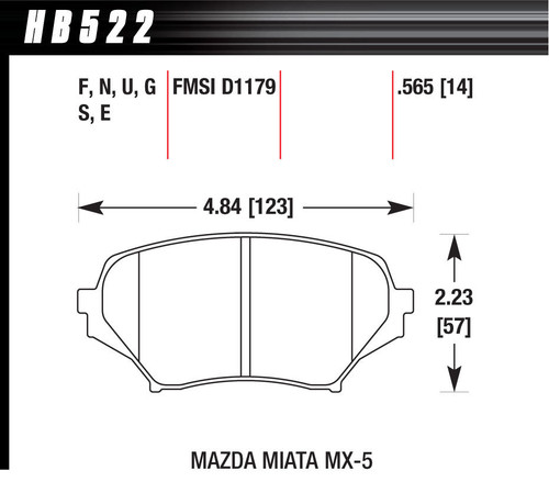 Brake Pads - HPS Compound - High Torque - Rear - Mazda Miata 2006-14 - Set of 4
