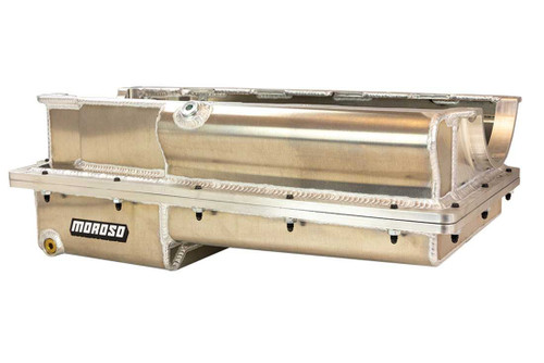 Engine Oil Pan - Drag Race - Rear Sump - 7 qt - 8 in Deep - Power - Aluminum - Natural - 10.375 in Pan Rail - Merlin / CNC Blocks - Each