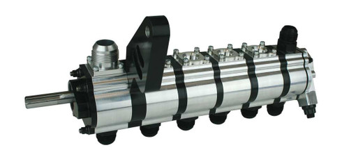 Oil Pump - Tri-Lobe - External - Dry Sump - 6 Stage - 12 AN Inlet - Passenger Side - Big Block Chevy - Each Oil Pump - Tri-Lobe - External - Dry Sump - 6 Stage - 12 AN Inlet - Passenger Side - Big Block Chevy - Each