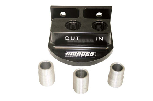 Oil Filter Mount - 10 AN Female Ports - Aluminum - Black Anodized - Large Diameter Filters - Each