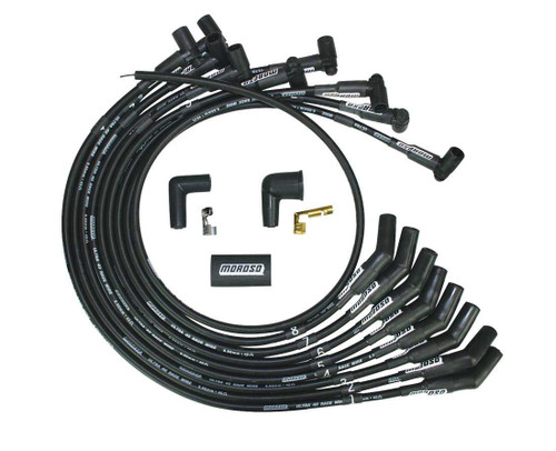 Spark Plug Wire Set - Ultra 40 - Spiral Core - 8.65 mm - Black - 135 Degree Plug Boots - HEI Style Terminal - Small Block Ford - Kit