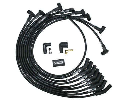 Spark Plug Wire Set - Ultra 40 - Spiral Core - 8.65 mm - Black - 135 Degree Plug Boots - HEI Style Terminal - Big Block Ford - Kit