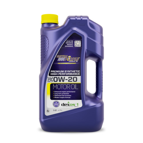 Motor Oil - High Performance - 0W20 - Synthetic - 5 qt Jug - Each