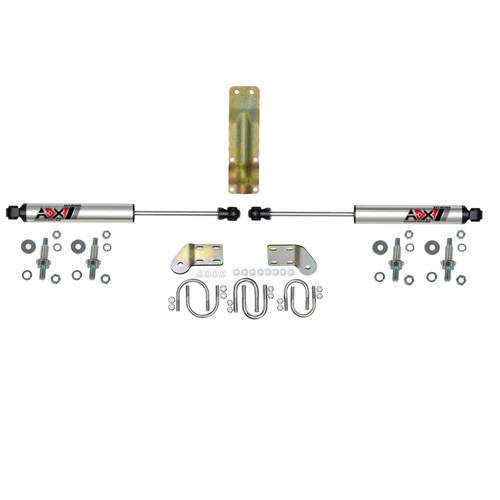 Steering Stabilizer - ADX 2.0 - Dual - Brackets / Hardware Included - Aluminum - Polished - Dodge Fullsize Truck 1998-2002 - Kit