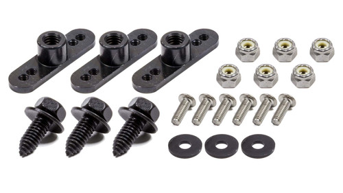 Mud Cover Installation Kit - 5/16-18 in Thread - Screw-In Inserts / Bolts Included - Steel - Black Paint - Set of 3