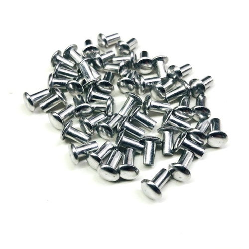 Rivet - Smash - 1/4 in Head - 1/8 in Mandrel - 0.25 in Long - Aluminum - Natural - Set of 50