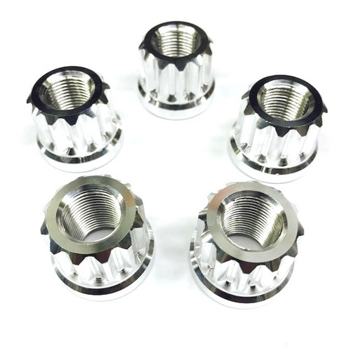 Lug Nuts - Flat - 5/8-18 in Thread - Open End - 12 Point - Aluminum - Polished - Set of 5