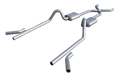 Exhaust System - Street Pro Series - Crossmember-Back - H-Pipe - 2.5 in Diameter - Stainless - Chevy Fullsize Car 1955-57 - Kit Exhaust System - Street Pro Series - Crossmember-Back - H-Pipe - 2.5 in Diameter - Stainless - Chevy Fullsize Car 1955-57 - Kit
