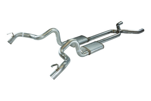 Exhaust System - Violator Series - Header-Back - X-Pipe - 3 in Diameter - Dual Rear Exit - Stainless - Natural - GM F-Body / X-Body 1970-74 - Kit