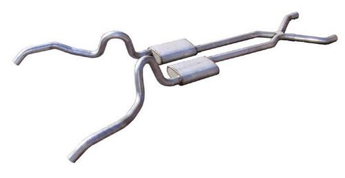 Exhaust System - Turbo Pro Series - Header-Back - X-Pipe - 2.5 in Diameter - Dual Rear Exit - Stainless - Natural - GM X-Body 1962-67 - Kit Exhaust System - Turbo Pro Series - Header-Back - X-Pipe - 2.5 in Diameter - Dual Rear Exit - Stainless - Natural - GM X-Body 1962-67 - Kit
