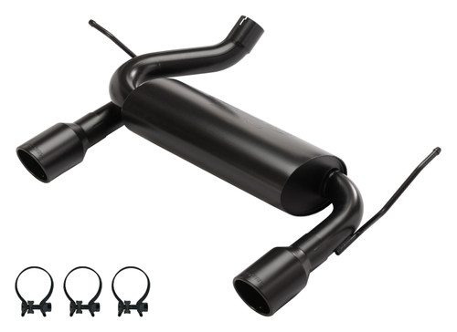 Exhaust System - Axle-Back - Dual Exit - 2.5 in Diameter - 3.5 in Black Tips - Stainless - Jeep Wrangler JK 2007-18 - Kit Exhaust System - Axle-Back - Dual Exit - 2.5 in Diameter - 3.5 in Black Tips - Stainless - Jeep Wrangler JK 2007-18 - Kit