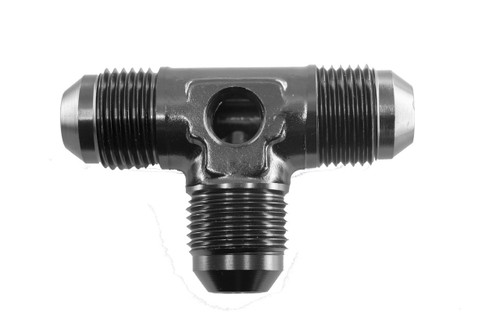 Fitting - Adapter Tee - 8248 Series - 8 AN Male x 8 AN Male x 8 AN Male - 1/8 in NPT Female Port - Aluminum - Black Anodized - Each