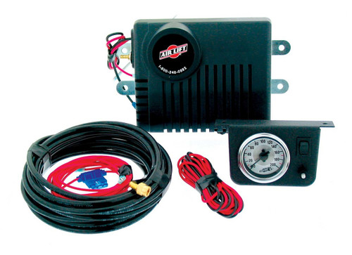Air Compressor - Suspension - 160 psi Max - 12V - Single Gauge - Controls / Pressure Sensor - Airlift Air Spring Kits - Kit