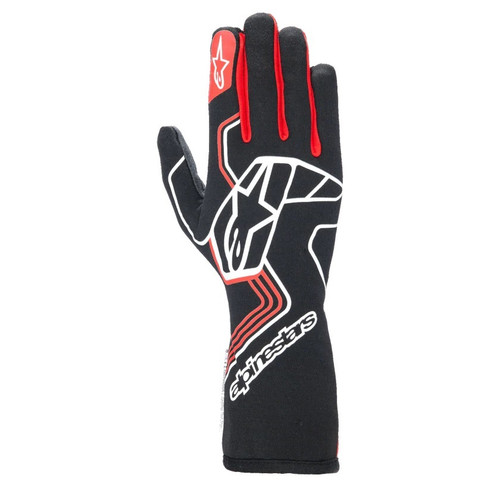 Driving Gloves - Tech-1 Race V4 - SFI 3.3/5 - FIA Approved - 2 Layer - Aramid / Silicone - Elastic Cuff - Black / Red - 2X-Large - Pair