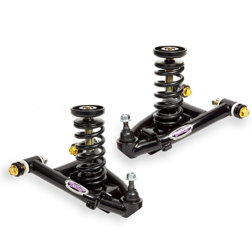 Front Suspension Kit - Adjustable - Weight Jacks / Control Arms / Coil Springs / Hardware - Steel - Black Powder Coat - Ford Mustang 1979-93 - Kit
