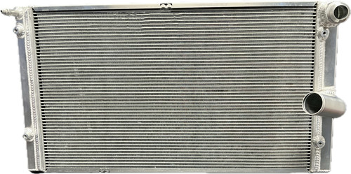 Radiator and Fan - 27.5 in W x 15 in H x 2.5 in D - Dual Pass - Dual Fans - Passenger Side Inlet - Passenger Side Outlet - Aluminum - Natural - NASCAR Whelen Modified LFR Chassis - Kit