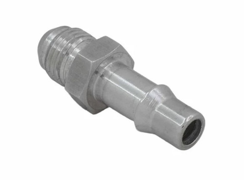 Fitting - Transmission Oil Cooler Adapter - Straight - 6 AN Male to 3/8 in SAE Male Quick Disconnect - Aluminum - Clear Anodized - Each