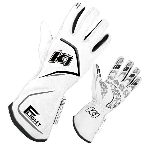 Driving Gloves - Flight - SFI 3.3/5 - Double Layer - Nomex - Elastic Cuff - White - 2X-Large - Pair