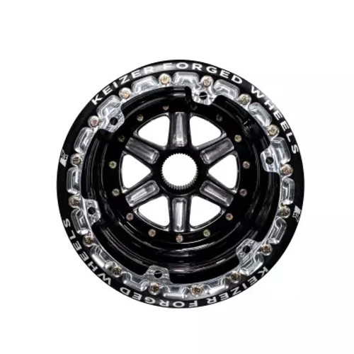Wheel - 15 x 17 in - 5.000 in Backspace - 42 Spline - Beadlock - Cover Included - Aluminum - Black Powder Coat / Machined - Each