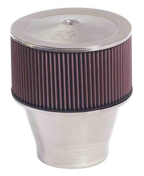 Air Cleaner Assembly - Custom - Velocity Stack - 9 in Round - 10 in Tall - 5-1/8 in Carb Flange - K&N Logo - Stainless - Polished - Kit