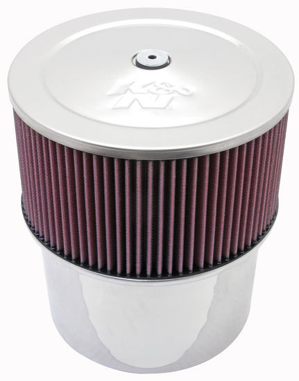 Air Cleaner Assembly - Custom - Velocity Stack - 9 in Round - 10 in Tall - 7-5/16 in Carb Flange - K&N Logo - Stainless - Polished - Kit