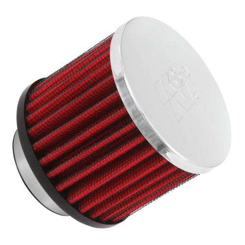 Breather - Clamp-On - Round - 1-1/2 in OD Tube - Reusable - K&N Logo - Rubber / Steel - Black / Chrome - Each Breather - Clamp-On - Round - 1-1/2 in OD Tube - Reusable - K&N Logo - Rubber / Steel - Black / Chrome - Each