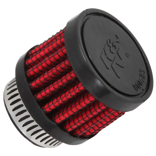 Breather - Clamp-On - Round - 3/4 in OD Tube - 1-3/8 in Round - 1-1/8 in Tall - Reusable - K&N Logo - Rubber - Black - Each Breather - Clamp-On - Round - 3/4 in OD Tube - 1-3/8 in Round - 1-1/8 in Tall - Reusable - K&N Logo - Rubber - Black - Each