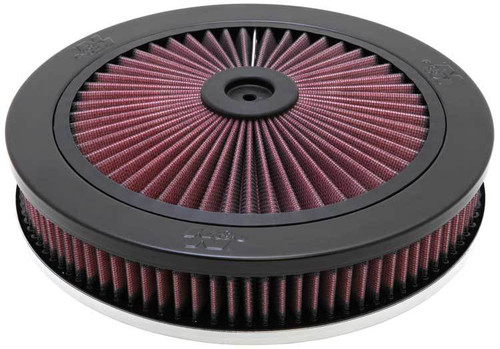 Air Cleaner Assembly - X-Stream Top - 11 in Round - 3.5 in Tall - 5-1/8 in Carb Flange - Raised Base - Aluminum - Black Powder Coat - Kit