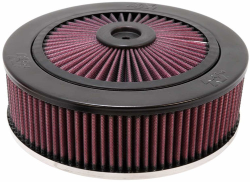 Air Cleaner Assembly - X-Stream Top - 9 in Round - 4.5 in Tall - 5-1/8 in Carb Flange - Raised Base - Aluminum - Black Powder Coat - Kit