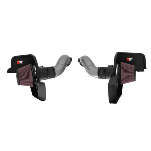 Air Induction System - Reusable Oiled Filter - Aluminum - Gray Powder Coat - Ford Coyote - Ford Mustang 2024-25 - Kit