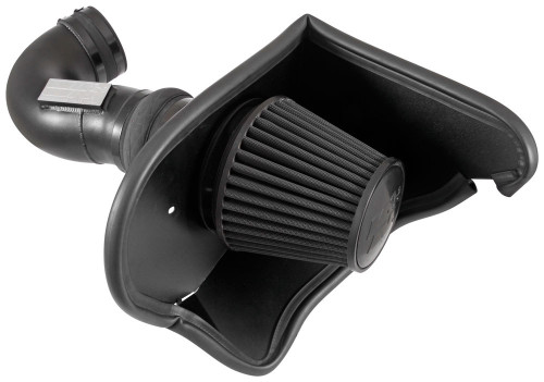 Air Induction System - Blackhawk - Reusable Oiled Filter - Aluminum - Black Powder Coat - Chevy Camaro 2016-24 - Kit