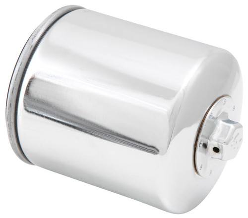 Oil Filter - Canister - Screw-On - 3.844 in Tall - 16 mm x 1.60 Thread - Steel - Chrome - Harley Davidson - Each