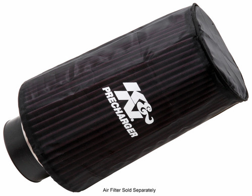 Air Filter Wrap - Precharger - Reusable - 6 in OD Base - 4.625 in OD Top - 9 in Tall - Polyester - Black - Each