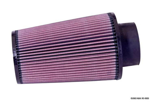 Air Filter Element - Clamp-On - Conical - 6 in Base - 4.625 in Top Diameter - 9 in Tall - 3.5 in Flange - Reusable Cotton - Red - Universal - Each