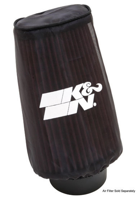 Air Filter Wrap - Precharger - Reusable - 4 in OD Base - 3.5 in OD Top - 7 in Tall - Polyester - Black - Each