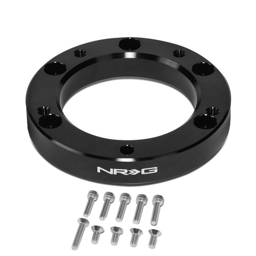 Steering Wheel Adapter - 5-Bolt to 6-Bolt - Aluminum - Black Anodized - Each